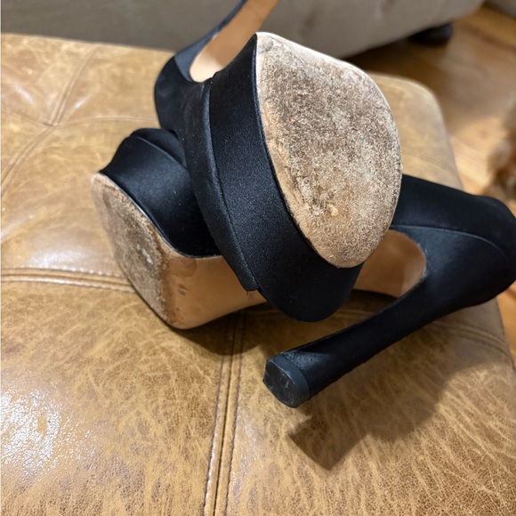 Yves Saint Laurent Black Peep Toe Heels - Picture 5 of 6